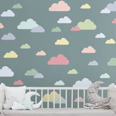 Lila Wanddekos Klebefieber 40-teilig 40 Wolken Pastell Set Wanddeko