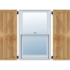 Windows Ekena Millwork BnB Z-Bar Rough Sawn Red Cedar Pair Window Shutter 18x34"