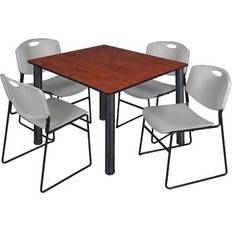 Regency Breakroom Cherry/Black Dining Set 48x48" 5