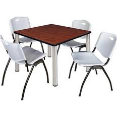 Regency Kee Cherry/ Chrome Dining Set 36x36" 5