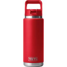 Water Containers Yeti 26 oz. Rambler Bottle with Color-Matched Straw Cap, Red