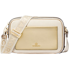 Michael Kors Maeve Large Canvas and Metallic Crossbody Bag - Pale Gold/Natural