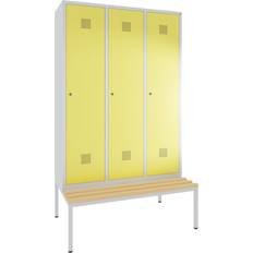 Locker with Comfort Bench Underneath Light Gray/Traffic Yellow Kleiderschrank 120x195cm