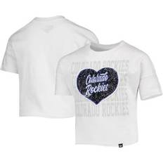 New Era Girl's Colorado Rockies Flip Sequin Heart Crop Top - White