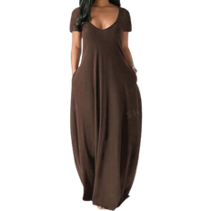S - Women Dresses Shein Lune Short Sleeve Dress With Hidden Pocket