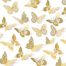 Wall Decor Saoropeb 3D Butterfly Gold Wall Decor 5x3" 48