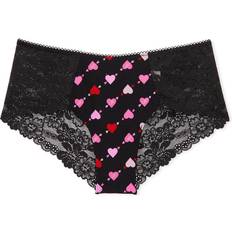 PINK No-Show Cheeky Panty - Pure Black Heart Print