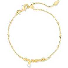 Mama Script Delicate Chain Bracelet -  Gold/Pearl