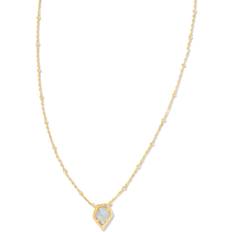 Kendra Scott Jewelry Kendra Scott Framed Gold Tess Satellite Pendant Necklace in Luster Light Blue Kyocera Opal