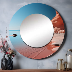 Wall Mirrors Design Art "Coastal Minimalism Photo II" Nautical & Beach Round Nautical & Coastal Wall Mirror