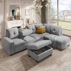 P PURLOVE Sectional Sofa With Reversible Light Gray Sofa 72.4" 2 5 Seater