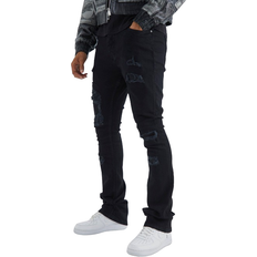 Black - Denim Jackets - Men Clothing boohooMAN Skinny Stacked Distressed Ripped Jeans - True Black