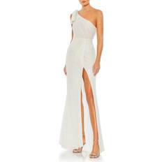 Beaded One-Shoulder Gown - White