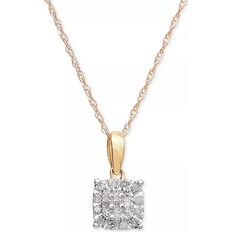 Macy's Cluster Pendant Necklace - Gold/Diamonds