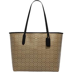 Coach Bags Coach City Tote Bag In Micro Signature - Gold/Khaki/Black