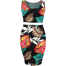 Black - Women Jumpsuits & Overalls Shein SHEIN Slayr Women's Tropical Print Slim Fit Two Piece Set