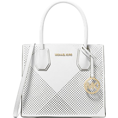 Michael Kors Mercer Medium Perforated Crossbody Bag - Optic White