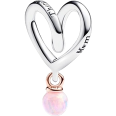 Charms & Pendants Pandora Two Tone Wrapped Heart Charm - Silver/Rose Gold/Pink