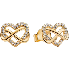 Pandora Gold Plated - Women Earrings Pandora Sparkling Infinity Heart Stud Earrings - Gold/Transparent