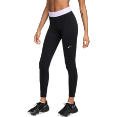 Sportswear Garment Tights Nike Women's Mid Rise Mesh Paneled Leggings - Black/Lilac Bloom/White