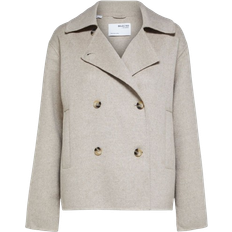 Selected Lisa Short Double Breasted Coat - Sandshell