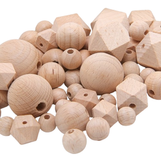 100pc Beech Hexagonal Wooden Binder Beads