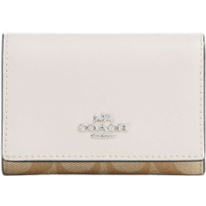 Coach Micro Wallet In Signature Canvas - Silver/Light Khaki/Chalk