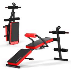 Workout Benches Exercise Benches Goplus Multi-Functional Foldable Weight Bench Adjustable Sit-up Board with Monitor