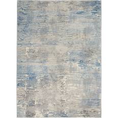 Nourison Solace Designer Print Gray, Blue, White 96.1x120.1"