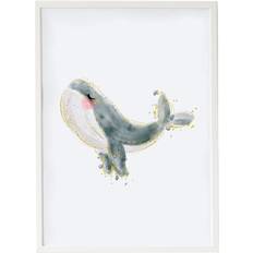 Maleri Whale White Bild 33x43cm