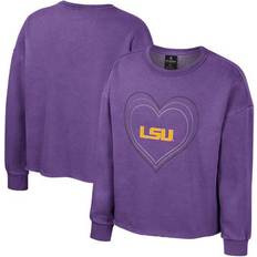 Purple Tops Colosseum Girls Youth Purple LSU Tigers Audrey Washed Fleece Pullover Crewneck Sweatshirt