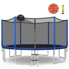 Costway 12/14/15/16 Feet Outdoor Recreational Trampoline with Enclosure Net-14 ft