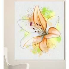 Design Art Cute Yellow Flower With Green Splashes Framed Art 30x40"