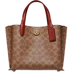 Twist Lock Bags Coach Willow Tote Bag 24 In Signature Canvas - Signature Coated Canvas/Brass/Tan/Rust