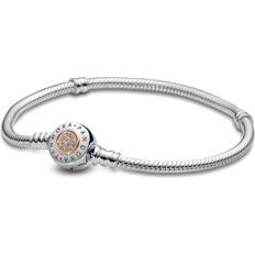 Pandora Moments Logo Clasp Snake Chain Bracelet - Silver/Gold
