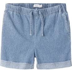 Streifen Hosen Name It Kid's Baggy Denim Shorts - Medium Blue Denim