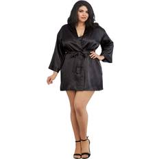 Nightgowns Dreamgirl Plus Women's Black Charmeuse Chemise and Robe Adult Lingerie Black 3X/4X