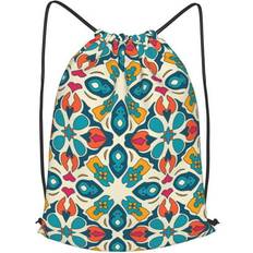 XMXT Moroccan Style Geometric Print Drawstring Backpack - Multicolour