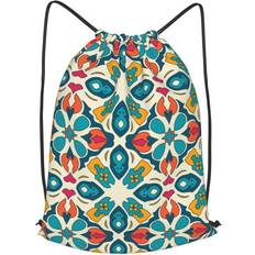 Waterproof Gymsacks XMXT Moroccan Style Geometric Print Drawstring Backpack - Multicolour