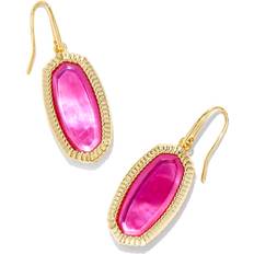 Kendra Scott Dani Ridge Frame Drop Earrings - Gold/Pink