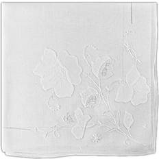 White - Women Ties Women's Handkerchief White Fine Cotton 15 X 15 with Floral Applique Pattern Design Pack of 2