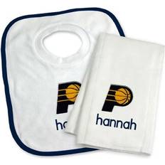 Baby Dinnerware Chad & Jake Newborn Infant White Indiana Pacers Personalized Bib Burp Cloth Set