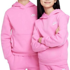 Nike Big Kid's Sportswear Club Fleece Pullover Hoodie - Playful Pink/White