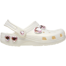 Crocs Kid's Classic Iridescent Hearts Clogs - Chalk