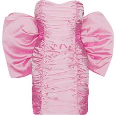 Pink - Short Dresses ROTATE Birger Christensen Sheer Satin Bow Dress - Cameo Pink