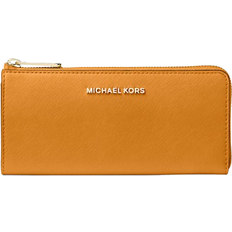 Michael Kors Jet Set Travel Large Saffiano Leather Quarter Zip Wallet - Honeycomb