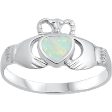 Sac Silver Claddagh Promise Ring - Silver/Opal/Transparent