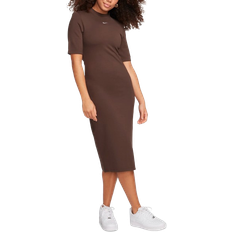 Nike Women Dresses Nike Sportswear Essential Tight Midi Dress Baroque Brown/Sail