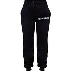 PrettyLittleThing XXL Clothing PrettyLittleThing Logo High Waisted Cuffed Joggers - Black