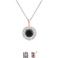 Rose Gold Jewelry Sets Paris Jewelry Halo Necklace And Earrings Set - Rose Gold/Sapphire/Transparent